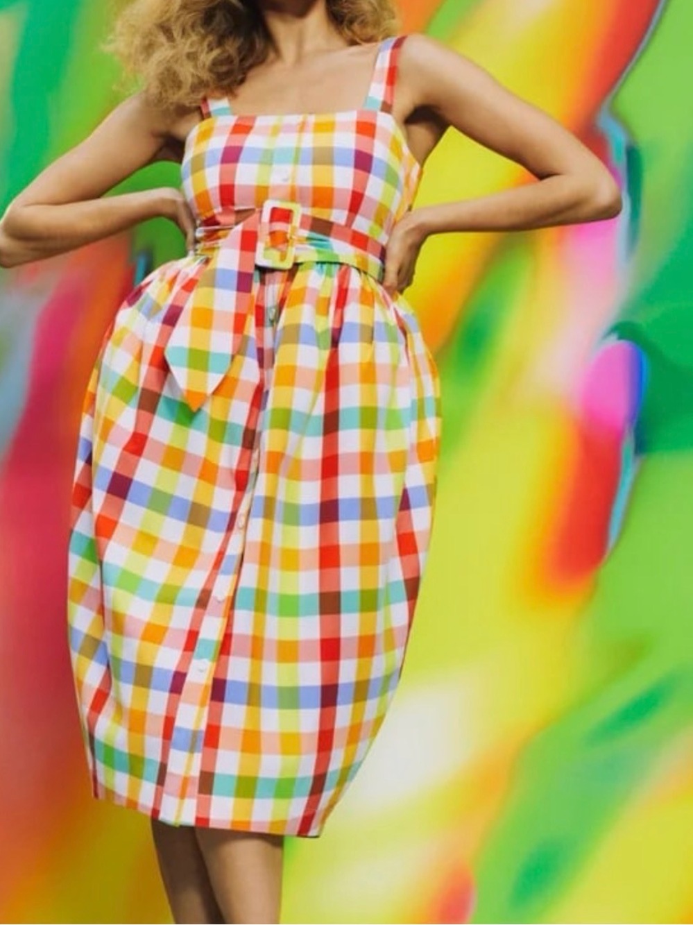 Christopher John Rogers Gingham Belted Sundress